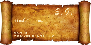 Simó Irma névjegykártya